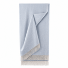 Recycled Wool Herringbone Blanket with Fringe – Soft Warm Throw - Heritage Of Scotland - Cornflower