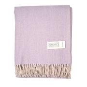 Recycled Wool Herringbone Blanket with Fringe – Soft Warm Throw - Heritage Of Scotland - Denim