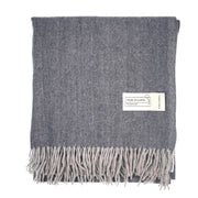 Recycled Wool Herringbone Blanket with Fringe – Soft Warm Throw - Heritage Of Scotland - Eminence