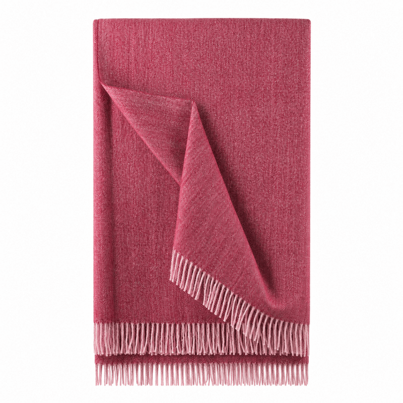 Recycled Wool Herringbone Blanket with Fringe – Soft Warm Throw - Heritage Of Scotland - Eminence