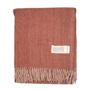 Recycled Wool Herringbone Blanket with Fringe – Soft Warm Throw - Heritage Of Scotland - Heather