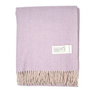 Recycled Wool Herringbone Blanket with Fringe - Soft Warm Throw - HEATHER - Heritage Of Scotland -