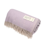 Recycled Wool Herringbone Blanket with Fringe – Soft Warm Throw - Heritage Of Scotland - Heather