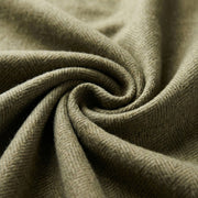 Recycled Wool Herringbone Blanket with Fringe – Soft Warm Throw - Heritage Of Scotland - Olive