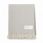 Recycled Wool Herringbone Blanket with Fringe - Soft Warm Throw - OYSTER GREY - Heritage Of Scotland -