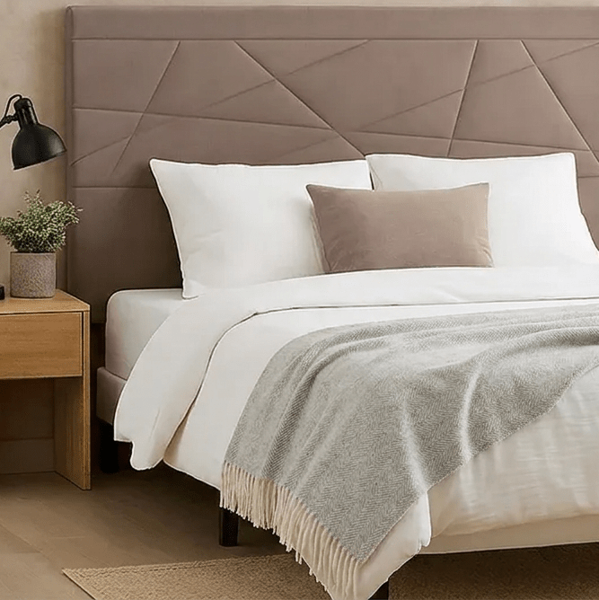 Recycled Wool Herringbone Blanket with Fringe - Soft Warm Throw - OYSTER GREY - Heritage Of Scotland -