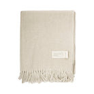 Recycled Wool Herringbone Blanket with Fringe - Soft Warm Throw - SAND BEIGE/NATURAL - Heritage Of Scotland -