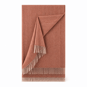 Recycled Wool Herringbone Blanket with Fringe – Soft Warm Throw - Heritage Of Scotland - Spice