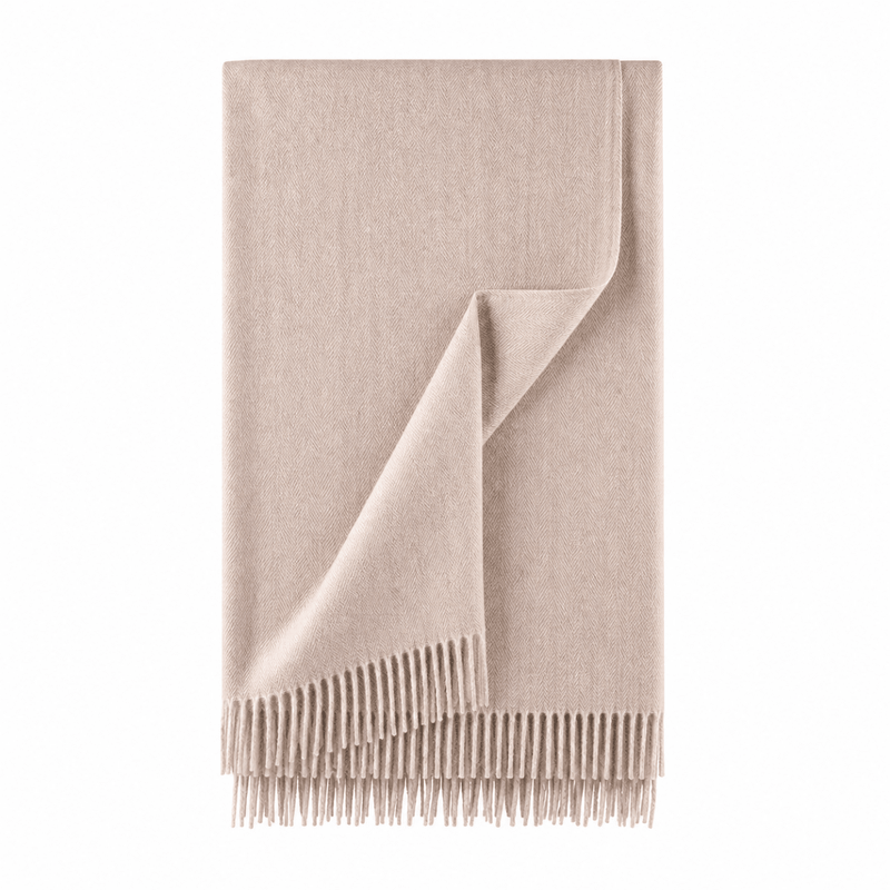 Recycled Wool Herringbone Blanket with Fringe – Soft Warm Throw - Heritage Of Scotland - Spice