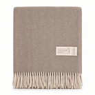 Recycled Wool Herringbone Blanket with Fringe - Soft Warm Throw - TAUPE - Heritage Of Scotland -