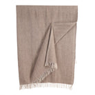 Recycled Wool Herringbone Blanket with Fringe - Soft Warm Throw - TAUPE - Heritage Of Scotland -