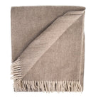 Recycled Wool Herringbone Blanket with Fringe - Soft Warm Throw - TAUPE - Heritage Of Scotland -