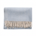 Recycled Wool Herringbone Knee Blanket – Pastel Fringed Throw - CORNFLOWER - Heritage Of Scotland -