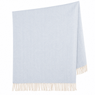 Recycled Wool Herringbone Knee Blanket – Pastel Fringed Throw - CORNFLOWER - Heritage Of Scotland -