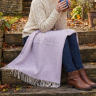 Recycled Wool Herringbone Knee Blanket – Pastel Fringed Throw - HEATHER - Heritage Of Scotland -
