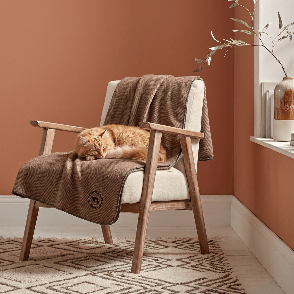 Recycled Wool Herringbone Pet Blanket – 150cm x 90cm - CHESTNUT BROWN - Heritage Of Scotland -