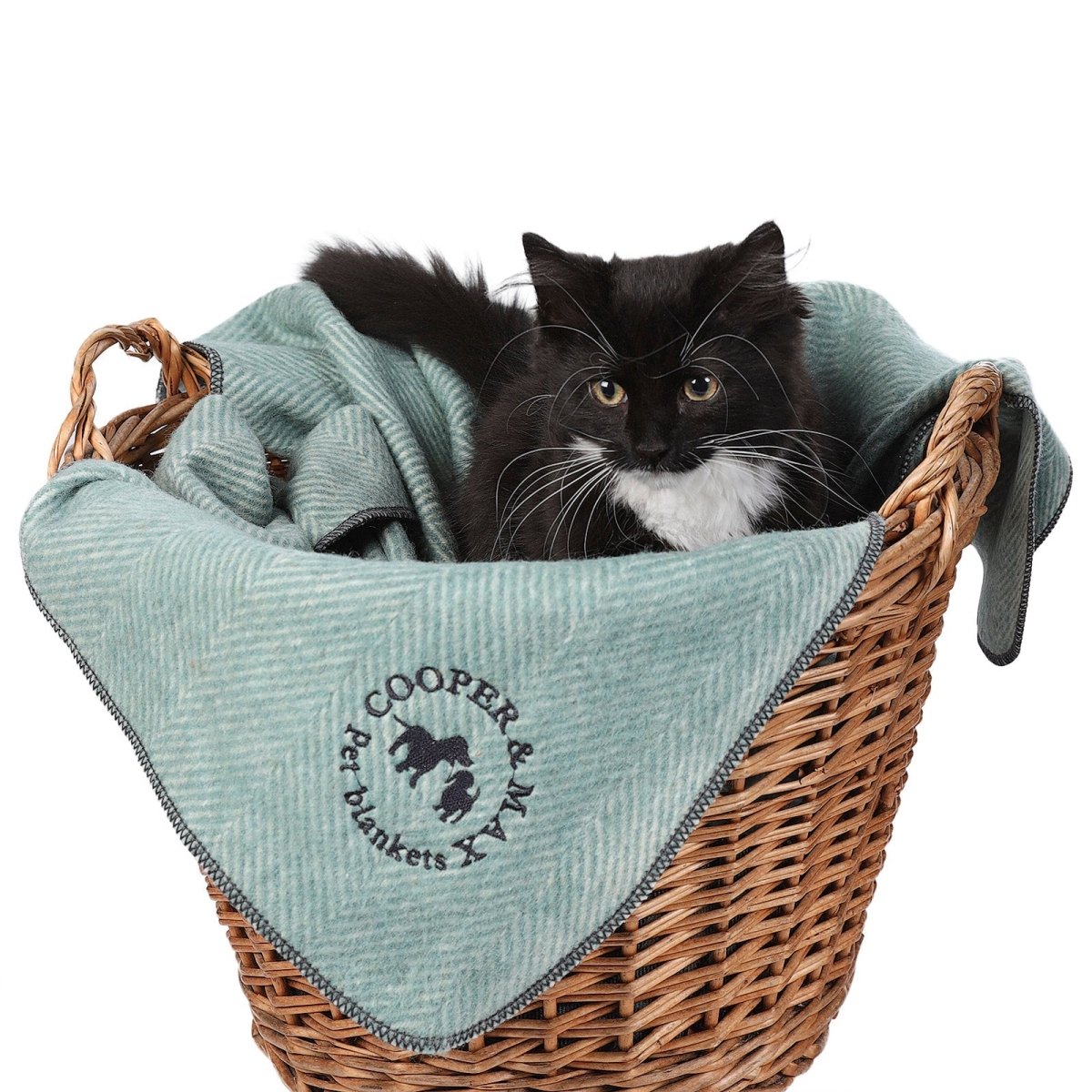 Recycled Wool Herringbone Pet Blanket – 150cm x 90cm - PISTACHIO - Heritage Of Scotland -