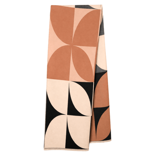 Retro Geometric Scarf - Elegant Everyday Shawl - Heritage Of Scotland - BLACK MIX