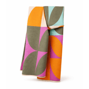 Retro Geometric Scarf - Elegant Everyday Shawl - Heritage Of Scotland - PINK/OCHRE