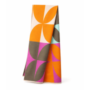 Retro Geometric Scarf - Elegant Everyday Shawl - Heritage Of Scotland - PINK/OCHRE