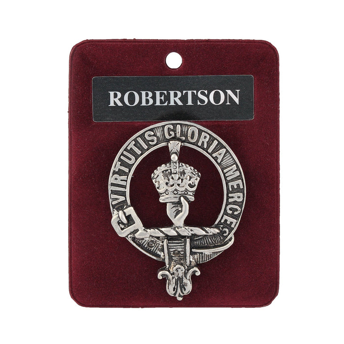 Robertson Clan Badge, Kilt Pin, Lapel Pin, Cufflinks, Keyring/Key Fob & Gift Set — Fine Pewter by Art Pewter — Made in Scotland (Shiny Finish) - Heritage Of Scotland - Badge
