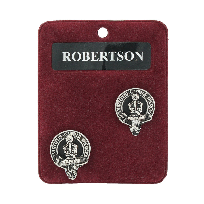 Robertson Clan Badge, Kilt Pin, Lapel Pin, Cufflinks, Keyring/Key Fob & Gift Set — Fine Pewter by Art Pewter — Made in Scotland (Shiny Finish) - Heritage Of Scotland - Cufflinks