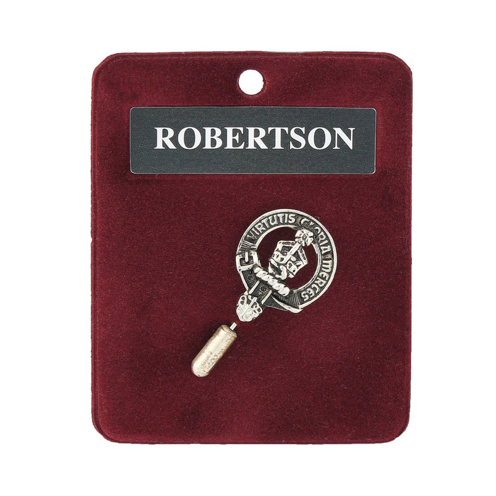 Robertson Clan Badge, Kilt Pin, Lapel Pin, Cufflinks, Keyring/Key Fob & Gift Set — Fine Pewter by Art Pewter — Made in Scotland (Shiny Finish) - Heritage Of Scotland - Lapel Pin