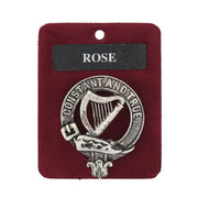 Rose Clan Badge, Kilt Pin, Lapel Pin, Cufflinks, Keyring/Key Fob & Gift Set — Fine Pewter by Art Pewter — Made in Scotland (Shiny Finish) - Heritage Of Scotland - Badge