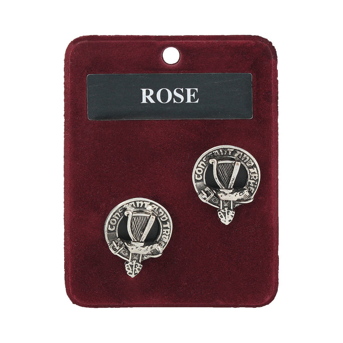 Rose Clan Badge, Kilt Pin, Lapel Pin, Cufflinks, Keyring/Key Fob & Gift Set — Fine Pewter by Art Pewter — Made in Scotland (Shiny Finish) - Heritage Of Scotland - Cufflinks