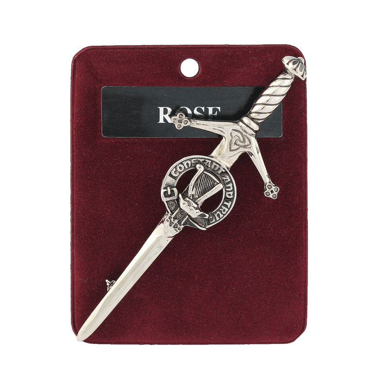 Rose Clan Badge, Kilt Pin, Lapel Pin, Cufflinks, Keyring/Key Fob & Gift Set — Fine Pewter by Art Pewter — Made in Scotland (Shiny Finish) - Heritage Of Scotland - Kilt Pin