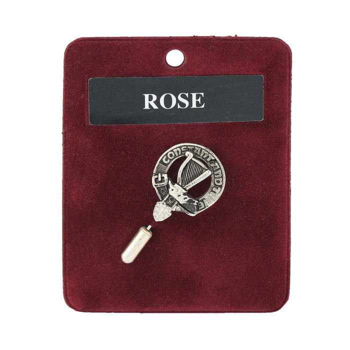 Rose Clan Badge, Kilt Pin, Lapel Pin, Cufflinks, Keyring/Key Fob & Gift Set — Fine Pewter by Art Pewter — Made in Scotland (Shiny Finish) - Heritage Of Scotland - Lapel Pin