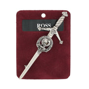 Ross Clan Badge, Kilt Pin, Lapel Pin, Cufflinks, Keyring/Key Fob & Gift Set — Fine Pewter by Art Pewter — Made in Scotland (Shiny Finish) - Heritage Of Scotland - Kilt Pin