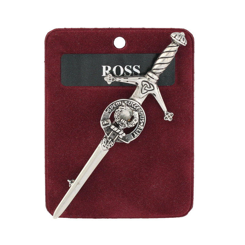 Ross Clan Badge, Kilt Pin, Lapel Pin, Cufflinks, Keyring/Key Fob & Gift Set — Fine Pewter by Art Pewter — Made in Scotland (Shiny Finish) - Heritage Of Scotland - Kilt Pin