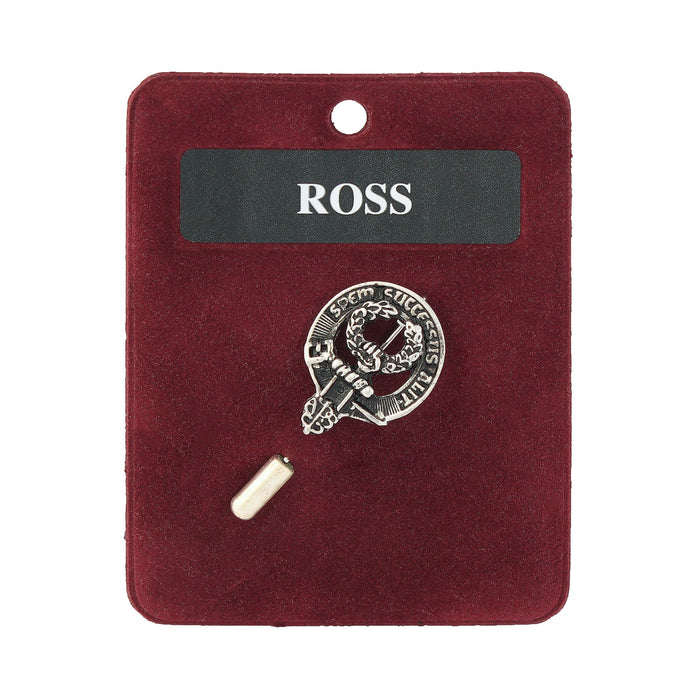 Ross Clan Badge, Kilt Pin, Lapel Pin, Cufflinks, Keyring/Key Fob & Gift Set — Fine Pewter by Art Pewter — Made in Scotland (Shiny Finish) - Heritage Of Scotland - Lapel Pin