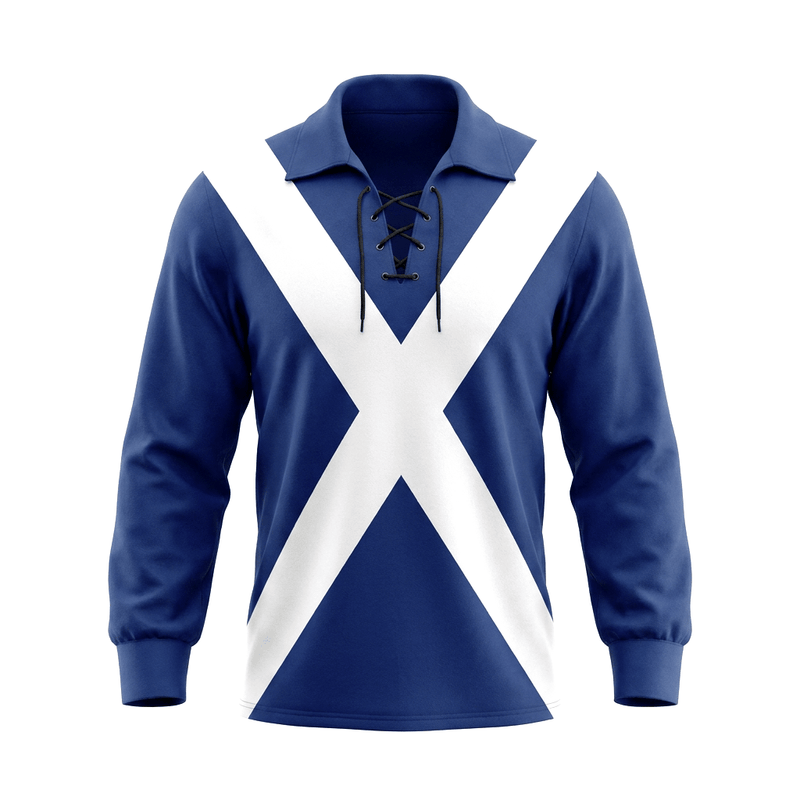 Royal Blue Scotland Saltire Lace-Up Ghillie Shirt Top - Heritage Of Scotland - SALTIRE ROYAL / S