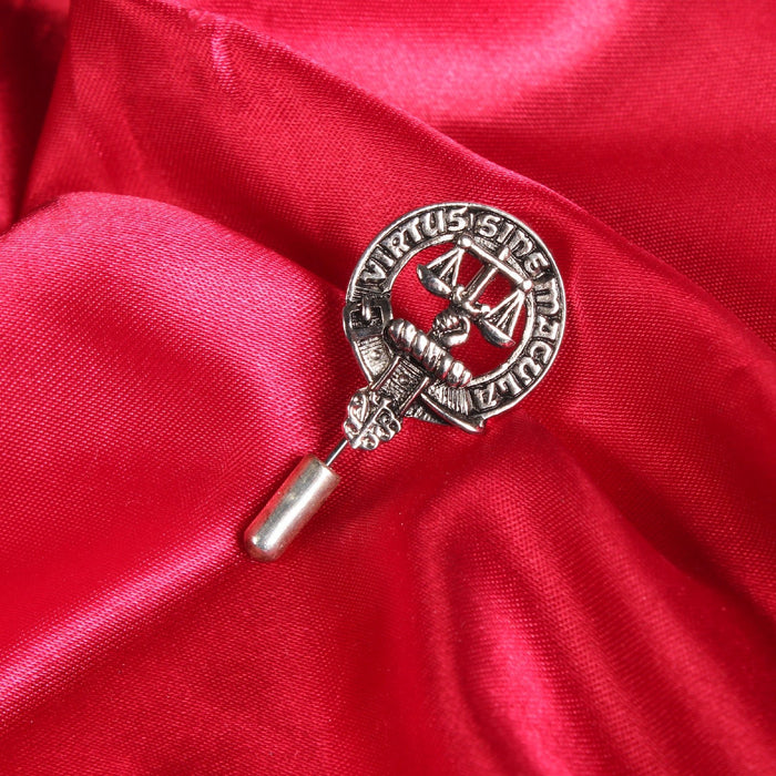 Russell Clan Badge, Kilt Pin, Lapel Pin, Cufflinks, Keyring/Key Fob & Gift Set — Fine Pewter by Art Pewter — Made in Scotland (Shiny Finish) - Heritage Of Scotland - Lapel Pin