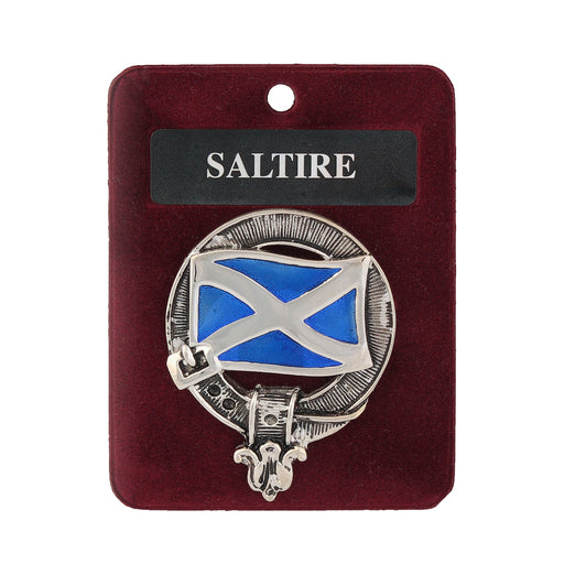Saltire Clan Badge, Kilt Pin, Lapel Pin, Cufflinks, Keyring/Key Fob & Gift Set — Fine Pewter by Art Pewter — Made in Scotland (Shiny Finish) - Heritage Of Scotland - Badge