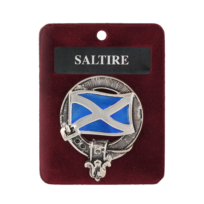 Saltire Clan Badge, Kilt Pin, Lapel Pin, Cufflinks, Keyring/Key Fob & Gift Set — Fine Pewter by Art Pewter — Made in Scotland (Shiny Finish) - Heritage Of Scotland - Badge