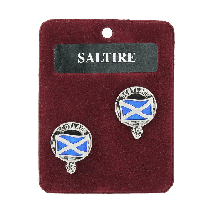 Saltire Clan Badge, Kilt Pin, Lapel Pin, Cufflinks, Keyring/Key Fob & Gift Set — Fine Pewter by Art Pewter — Made in Scotland (Shiny Finish) - Heritage Of Scotland - Cufflinks