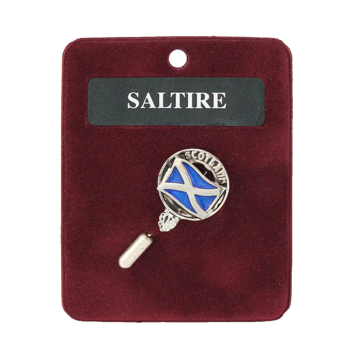 Saltire Clan Badge, Kilt Pin, Lapel Pin, Cufflinks, Keyring/Key Fob & Gift Set — Fine Pewter by Art Pewter — Made in Scotland (Shiny Finish) - Heritage Of Scotland - Lapel Pin