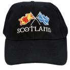 Scotland Cross Flags Baseball Cap – Navy Adult Cap with Embroidered Detail - Heritage Of Scotland - Black