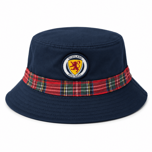 Scotland Football Navy Bucket Hat with Royal Stewart Tartan Trim - Heritage Of Scotland -