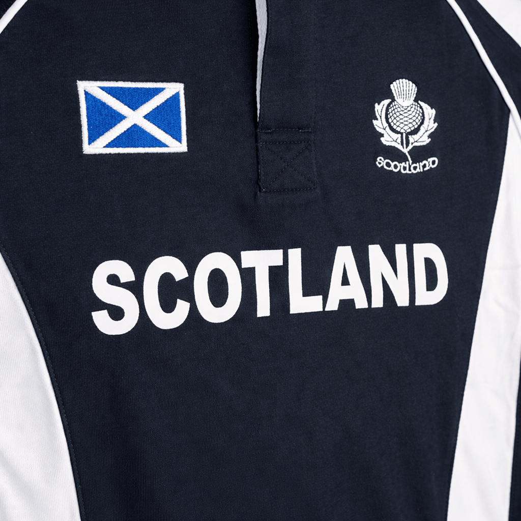 Scotland Haka Rugby Shirt Navy – Classic Scottish Rugby Top - Heritage Of Scotland - S