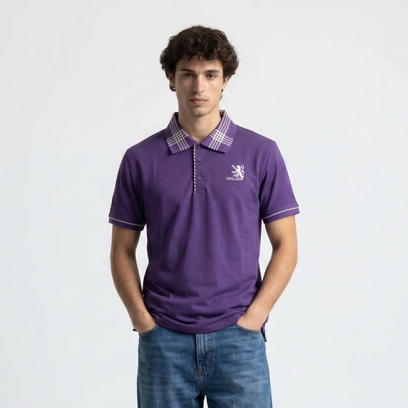 Scotland Lion Rampant Embroidered Polo Shirt – Purple - Heritage Of Scotland - XS