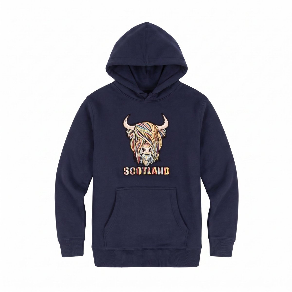Scotland Pastel Highland Cow Hooded Top Navy - Heritage Of Scotland - NAVY