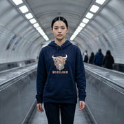 Scotland Pastel Highland Cow Hooded Top Navy - Heritage Of Scotland - NAVY
