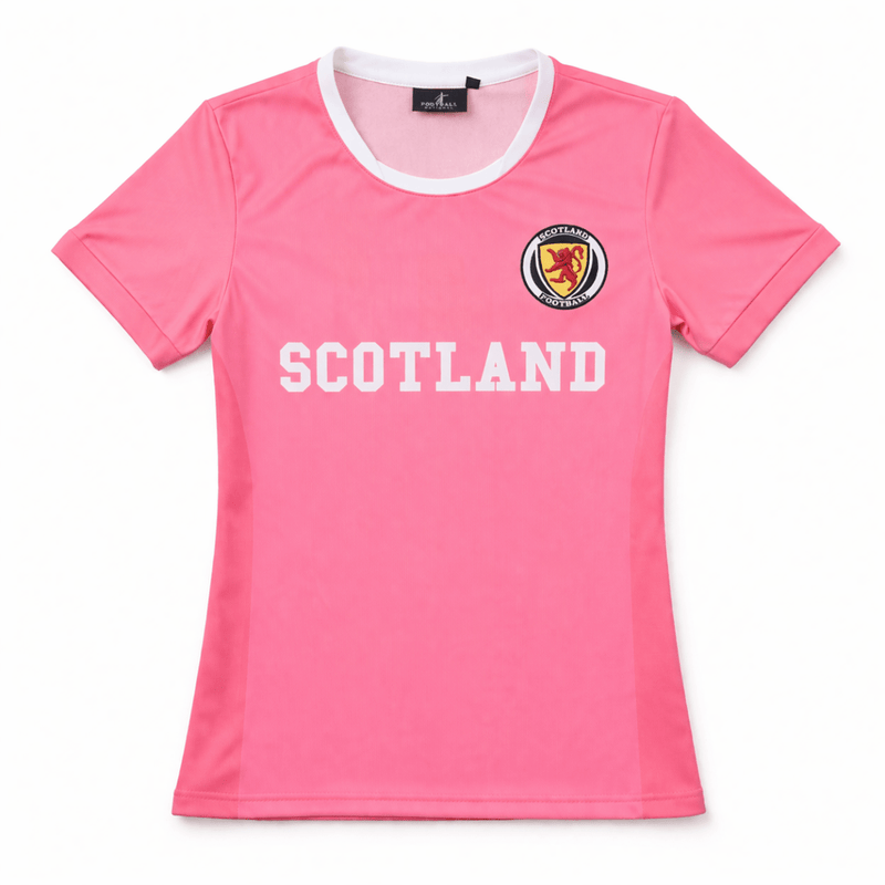 Scotland Pink Football Jersey – Lightweight Breathable Sports T-Shirt with Crest - Heritage Of Scotland - XS