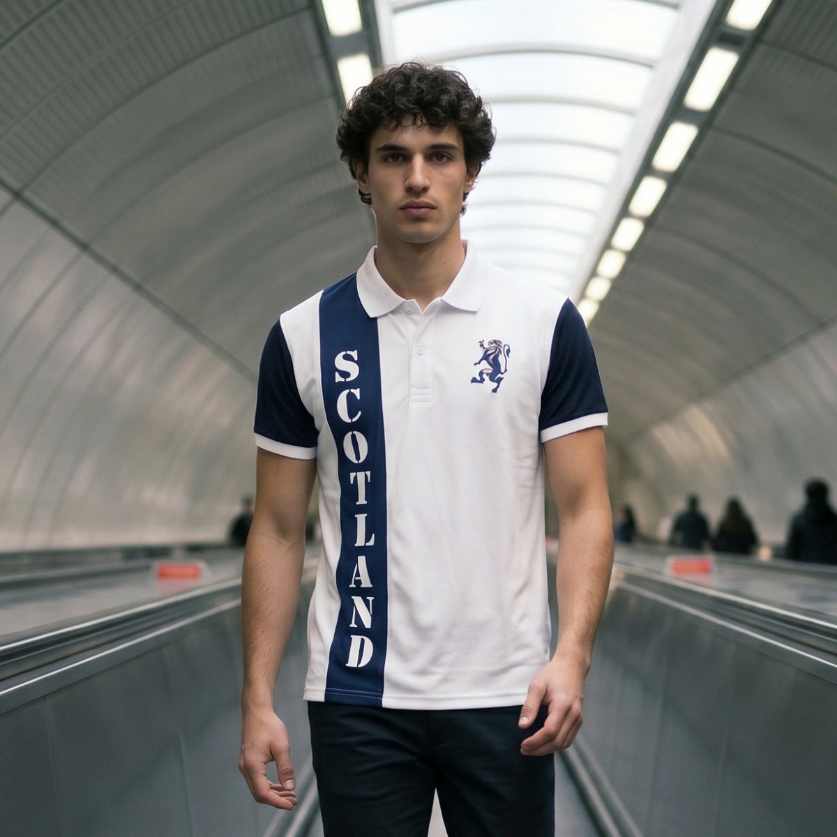 Scotland Richard Polo Shirt White - Navy - Heritage Of Scotland - WHITE/NAVY / S