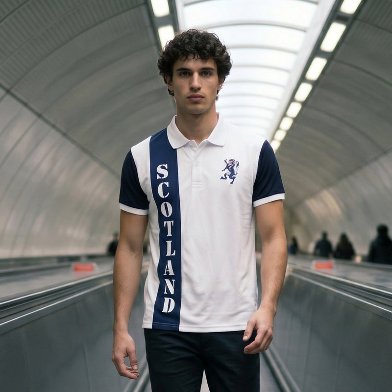 Scotland Richard Polo Shirt White - Navy - Heritage Of Scotland - WHITE/NAVY / S