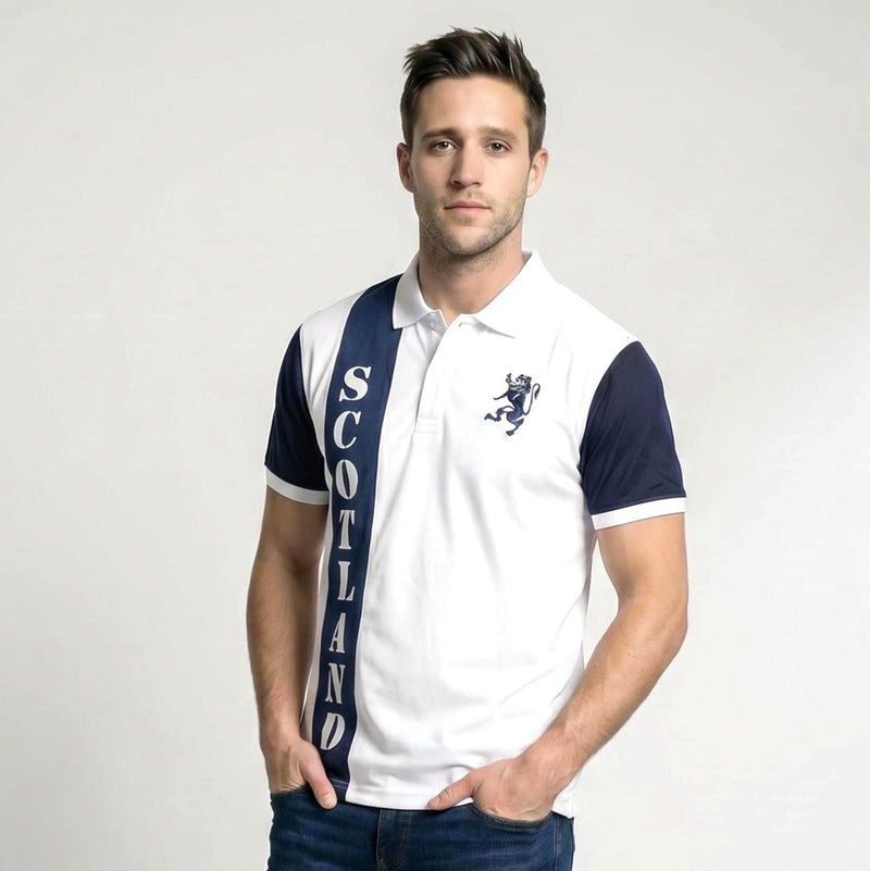 Scotland Richard Polo Shirt White - Navy - Heritage Of Scotland - WHITE/NAVY / S